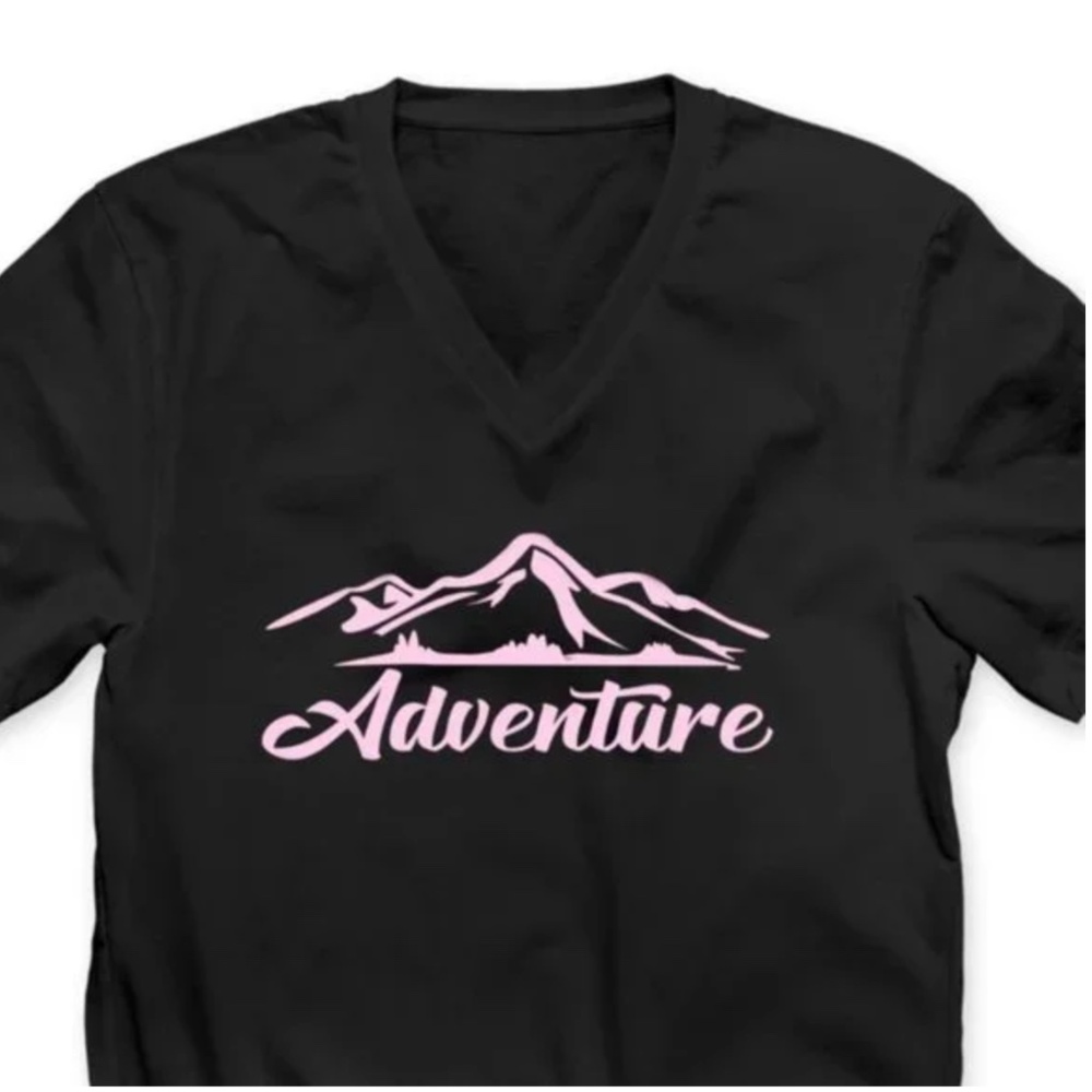 Adventure Black V-Neck Tee Shirt
